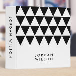 Modern Minimalist White with Black Triangle Binder<br><div class="desc">Modern minimalist binder that you can personalize with your name featuring black triangle pattern against a white background. Great for office or school. Personalize it by replacing the placeholder text. For more options such as to change the font and its size click the "Customize" button. *Please note that the Zazzle...</div>
