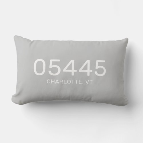 Modern Minimalist White Zip Code  Hometown  Lumbar Pillow