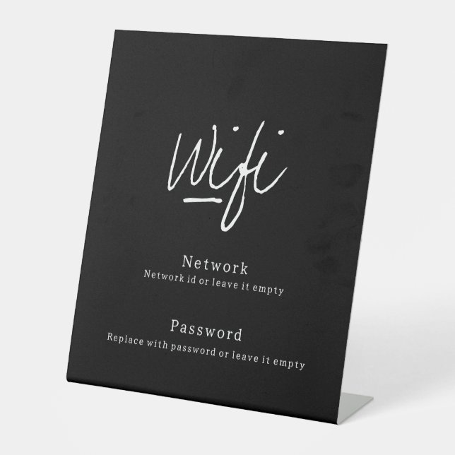 Modern Minimalist Wifi Network Password Pedestal Sign (Front)