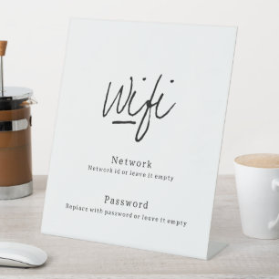 Modern Minimalist Wifi Network Password Pedestal Sign