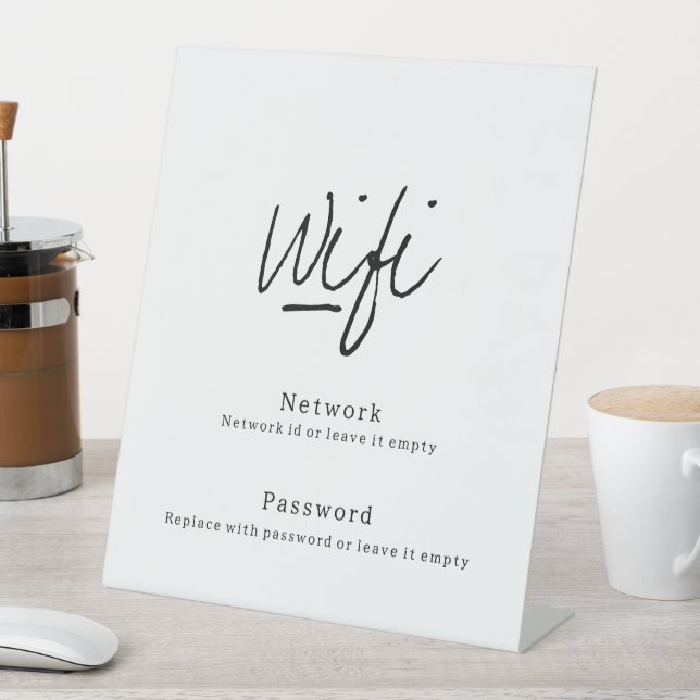 Modern Minimalist Wifi Network Password Pedestal Sign (In SItu)