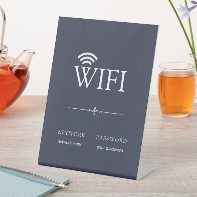 Modern Minimalist WiFi Network Password Sign Gray (In SItu)