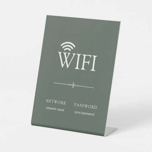 Modern Minimalist WiFi Network Password Sign Green
