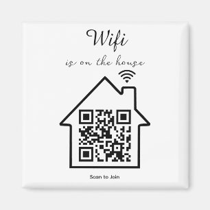 Modern Minimalist WiFi QR Code  Magnet