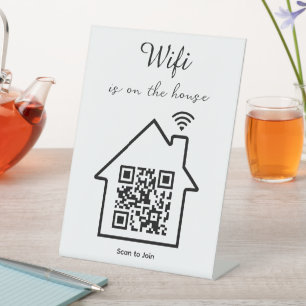 Modern Minimalist WiFi QR Code Pedestal Sign