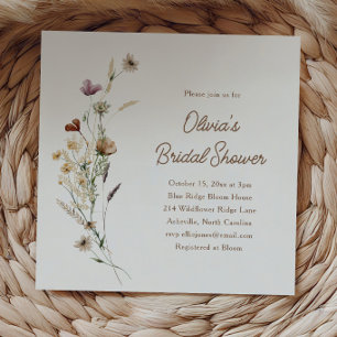 Modern Minimalist Wildflower Boho Bridal Shower Invitation
