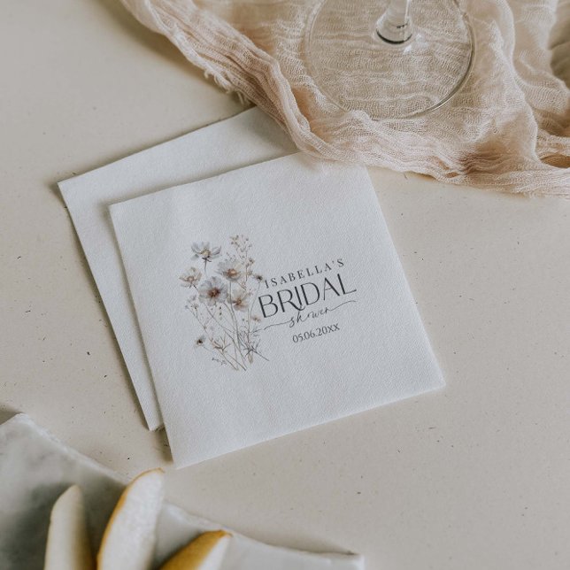 Modern Minimalist Wildflower Bouquet Bridal Shower Napkins (Creator Uploaded)