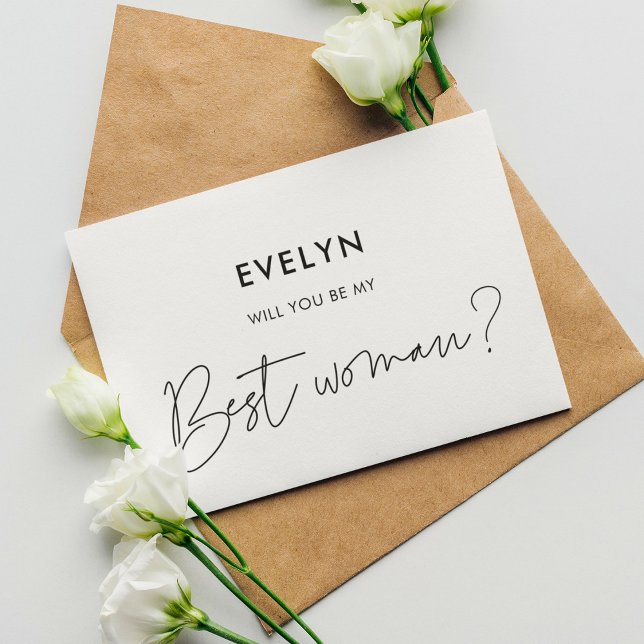 Modern minimalist Will you be my best woman card (Creator Uploaded)