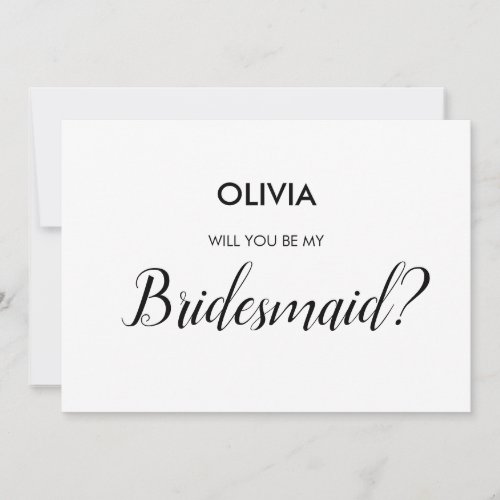 Modern minimalist Will you be my bridesmaid Invitation