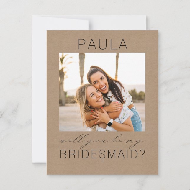 Modern Minimalist Will You Be My Bridesmaid Photo (Front)