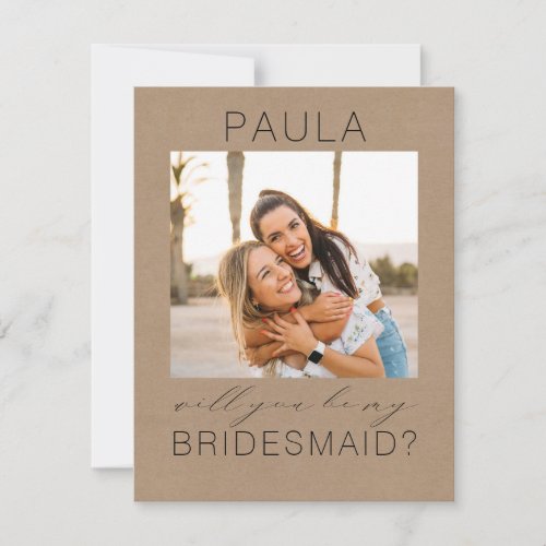 Modern Minimalist Will You Be My Bridesmaid Photo