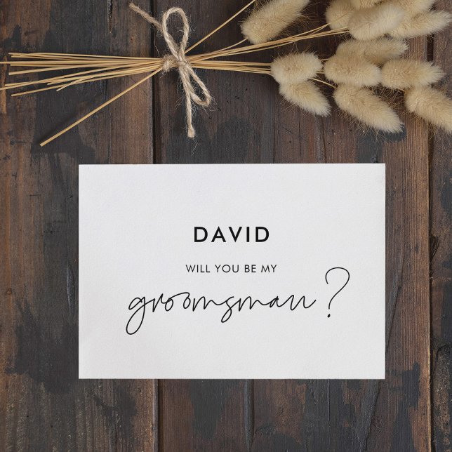 Modern minimalist Will you be my groomsman card (Creator Uploaded)