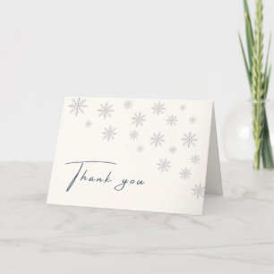 Modern Minimalist Winter Snowflake Baby Shower  Letterpress Thank You Card