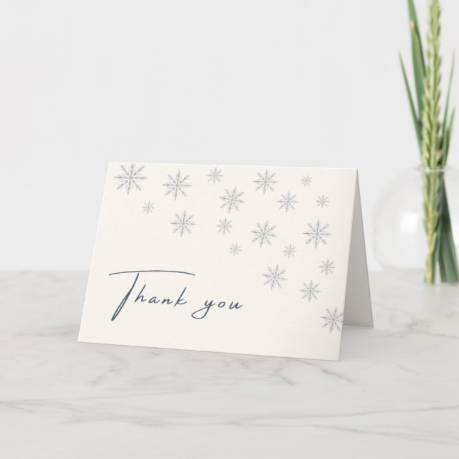 Modern Minimalist Winter Snowflake Baby Shower  Thank You Card (Front)
