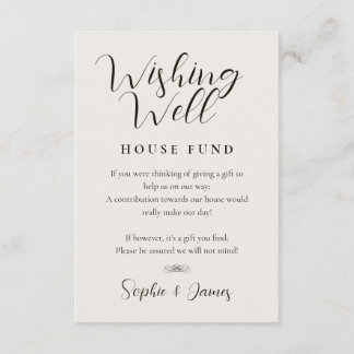 Modern Minimalist Wishing Well Calligraphy Enclosure Card