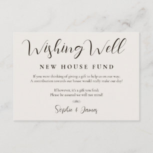 Modern Minimalist Wishing Well Calligraphy Enclosure Card