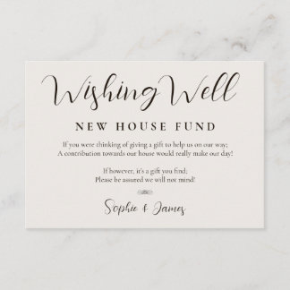 Modern Minimalist Wishing Well Calligraphy  Enclosure Card
