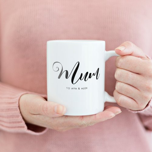 Modern Minimalist with names Mothers Day Mum Coffee Mug