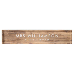 Modern Minimalist Wood Custom teacher desk Name Plate