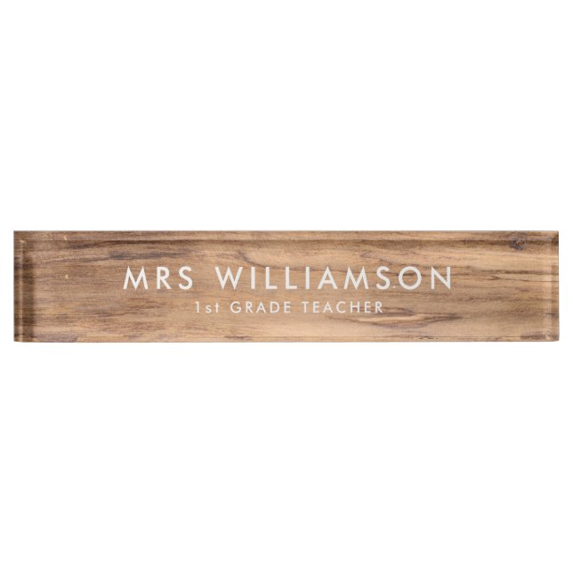 Modern Minimalist Wood Custom teacher desk Name Plate (Front)