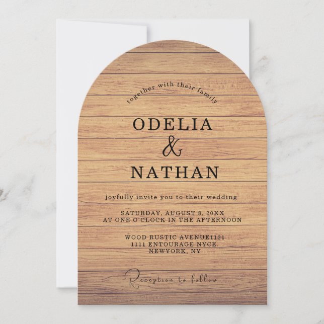 Modern Minimalist Wooden Texture Wedding Invitation (Front)