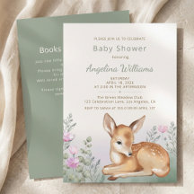 Modern Minimalist Woodland Deer Baby Shower 