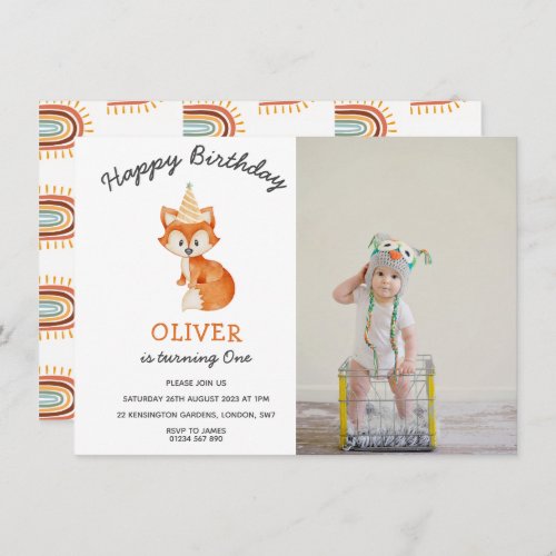 Modern Minimalist Woodland Fox first birthday