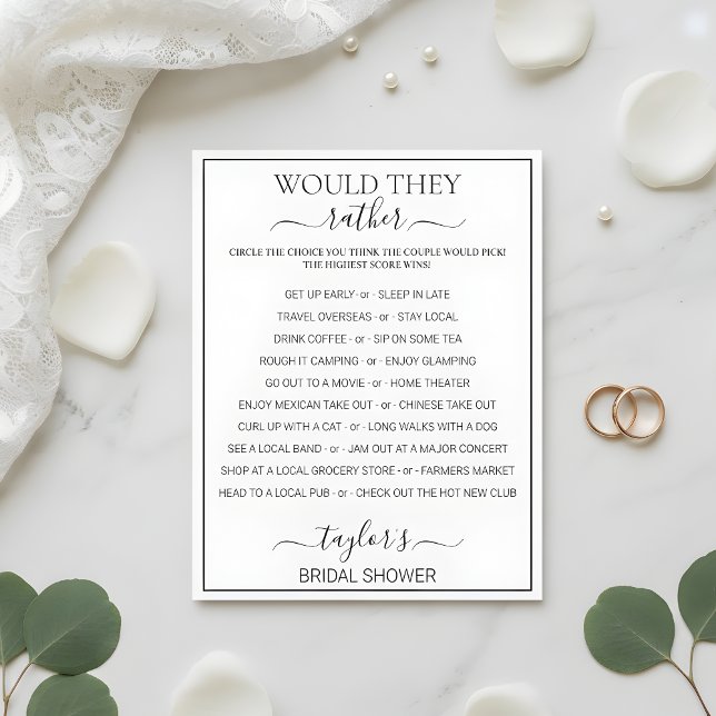 Modern Minimalist Would They Rather Bridal Shower  (Creator Uploaded)