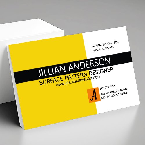 Modern Minimalist Yellow and Black Business Card