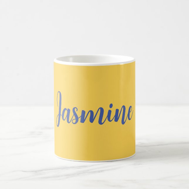 Modern Minimalist Yellow Blue Add Your Name Coffee Mug (Center)