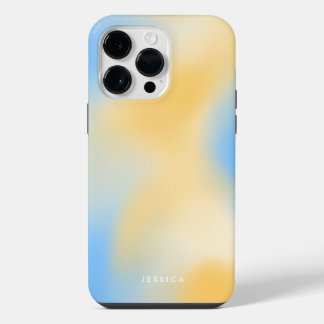 Modern Minimalist Yellow Blue Gradient Color iPhone 14 Pro Max Case