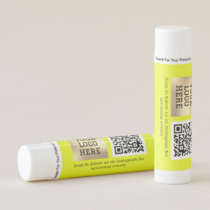 Modern Minimalist Yellow Custom logo QR Code Lip Balm