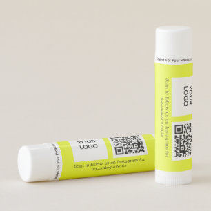 Modern Minimalist Yellow Custom logo QR Code Lip Balm