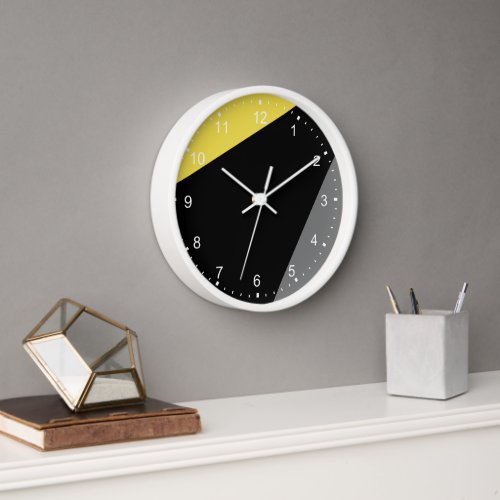 Modern Minimalist Yellow Gray Black Large Clock