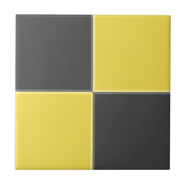 Modern Minimalist Yellow Grey Geometric Ceramic Tile (Front)