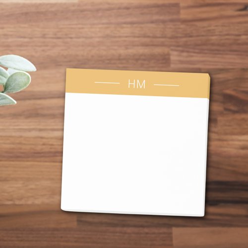 Modern Minimalist Yellow Monogram initials Post_it Notes