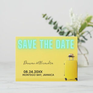 Modern Minimalist Yellow Neon Save the Date Flat