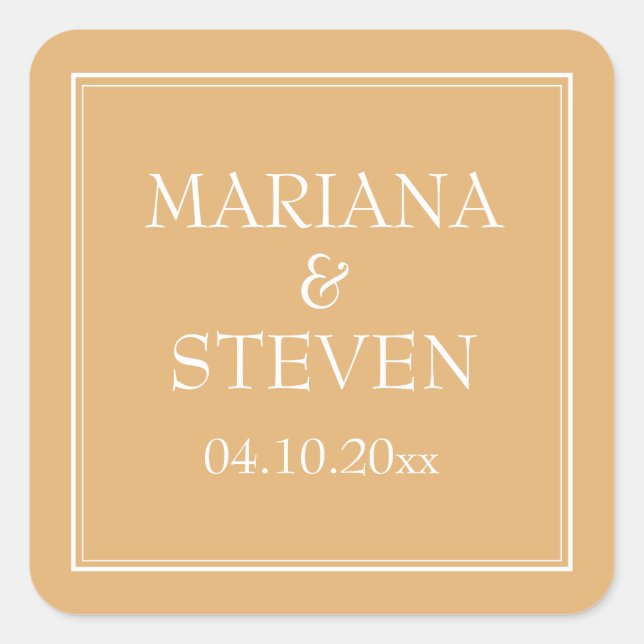 Modern Minimalist Yellow Square Sticker (Front)