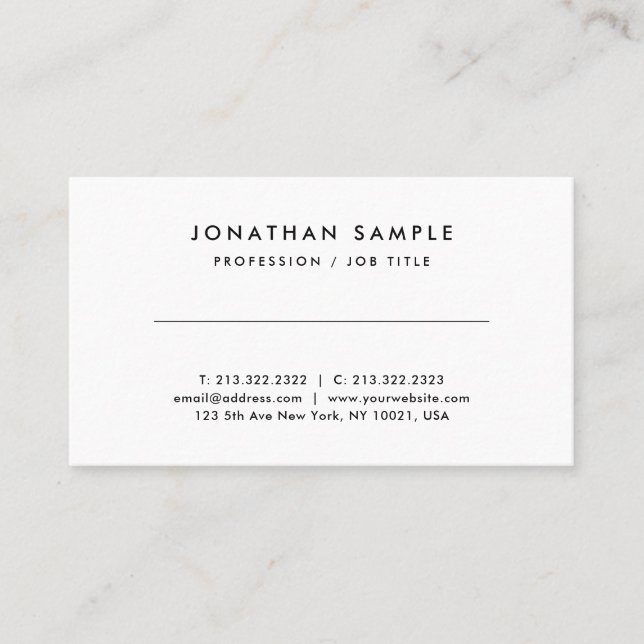 Modern Minimalist Your Custom Text Template  Business Card (Front)