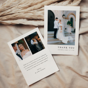 Modern Minimalistic 3-Photo Custom Wedding Thank You Card
