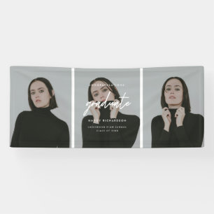Modern Minimalistic 3-Photo Graduation Congrats Banner