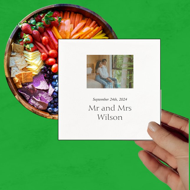 Modern Minimalistic 4 Photo Dinner Cocktail Napkins (Creator Uploaded)