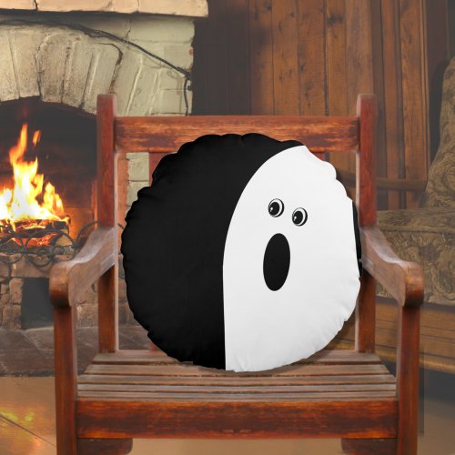 Modern Minimalistic Abstract Ghost Halloween  Round Pillow