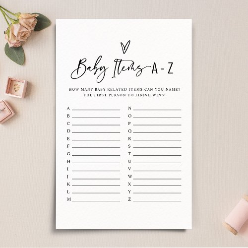 Modern Minimalistic Baby Items Baby Shower Game