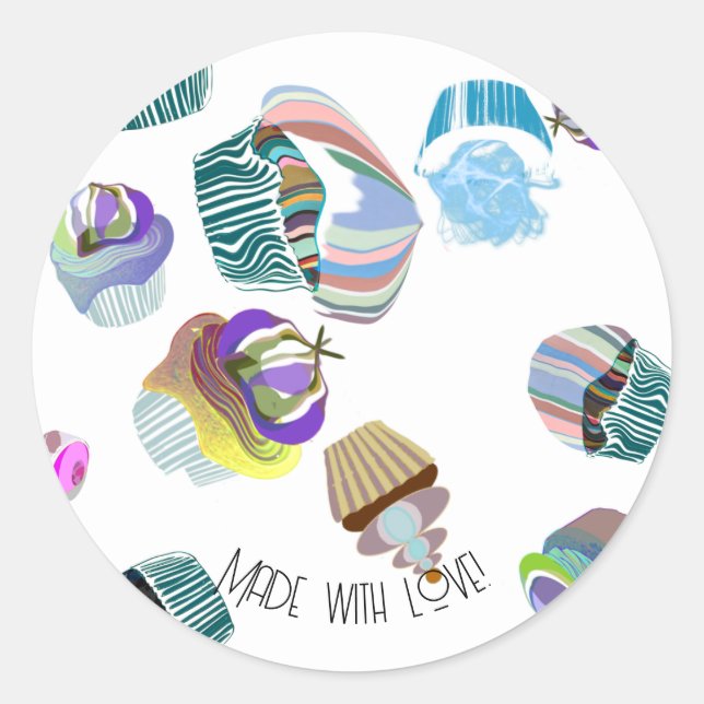 Modern minimalistic bakers dozen cupcake fantasy classic round sticker (Front)