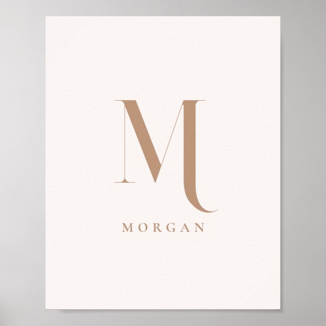 Modern Minimalistic Beige Custom Monogram Initial Poster (Front)