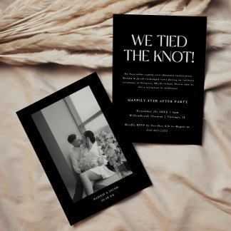 Modern Minimalistic Black Elopement Wedding Party Invitation