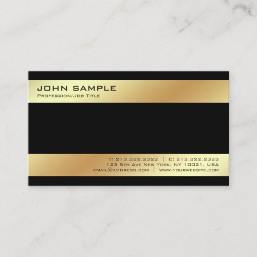 Modern Minimalistic Black Gold Stylish Plain Business Card