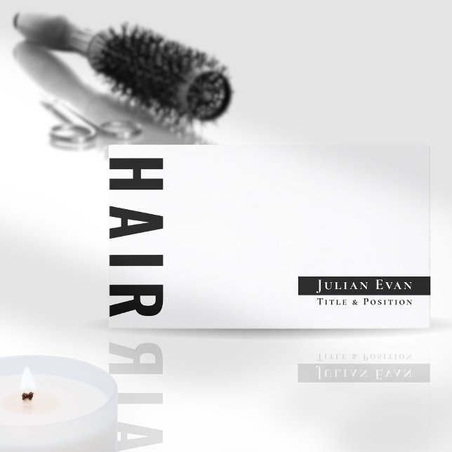 Modern Minimalistic Black & White Hair Stylist Business Card (Creator Uploaded)