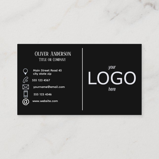 Modern minimalistic black & white logo  business c business card (Back)